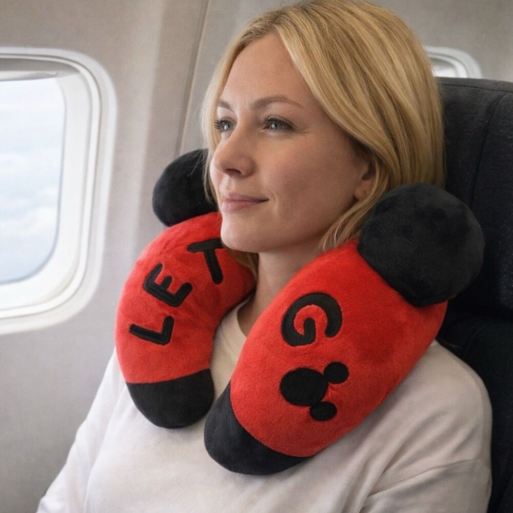 Disney Parks Mickey Mouse Adult Plush Flight Car Travel Neck Pillow‎